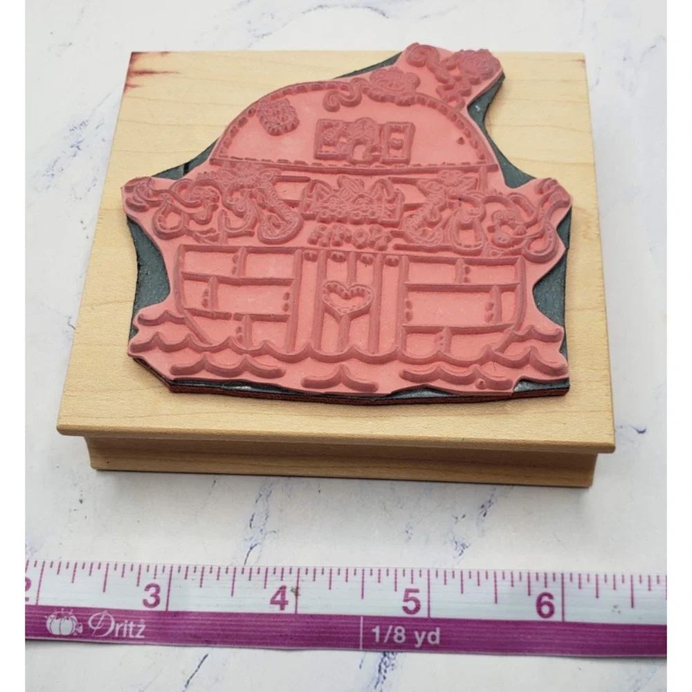 Noah’s Ark Heart Character Gingerbread Wood Mounted Rubber Craft Stamp
